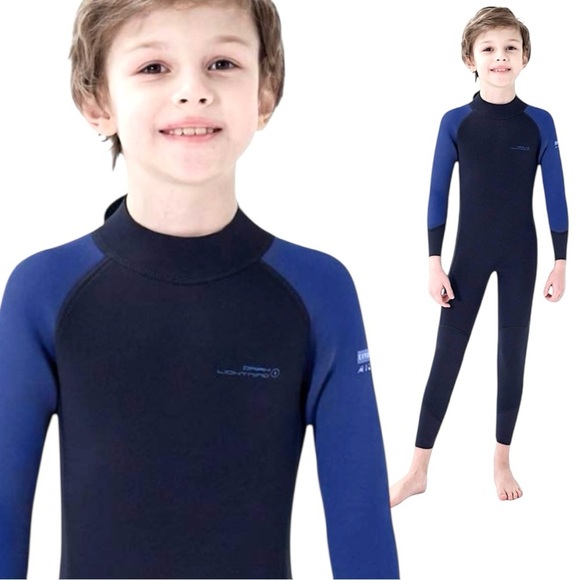 Dark Lightning 3/2mm Kids Wetsuit Neoprene Thermal Blue/Black Size Medium NWOT - Picture 1 of 13